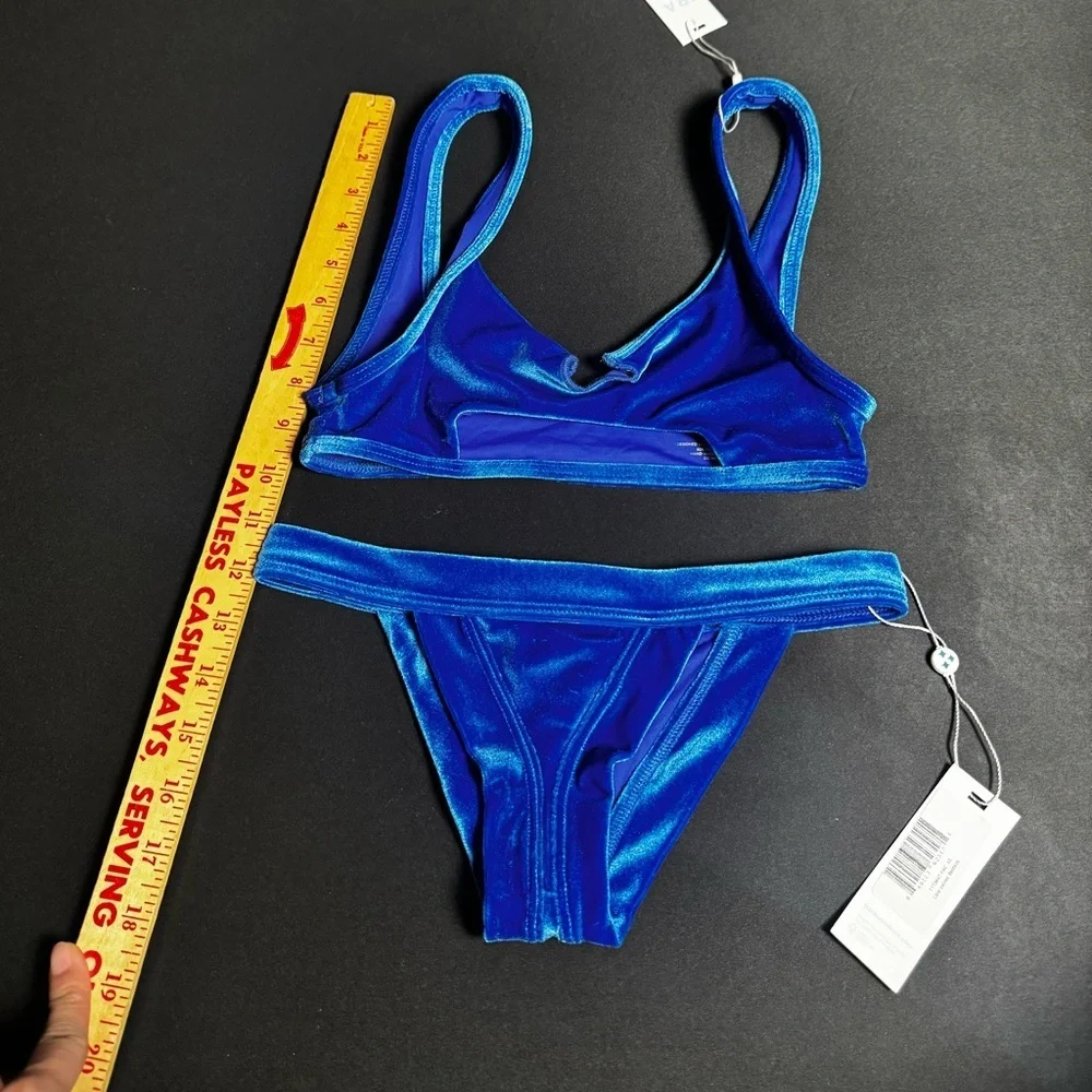 Frankie's Bikinis Cobalt Velvet Two-Piece Swim Set
